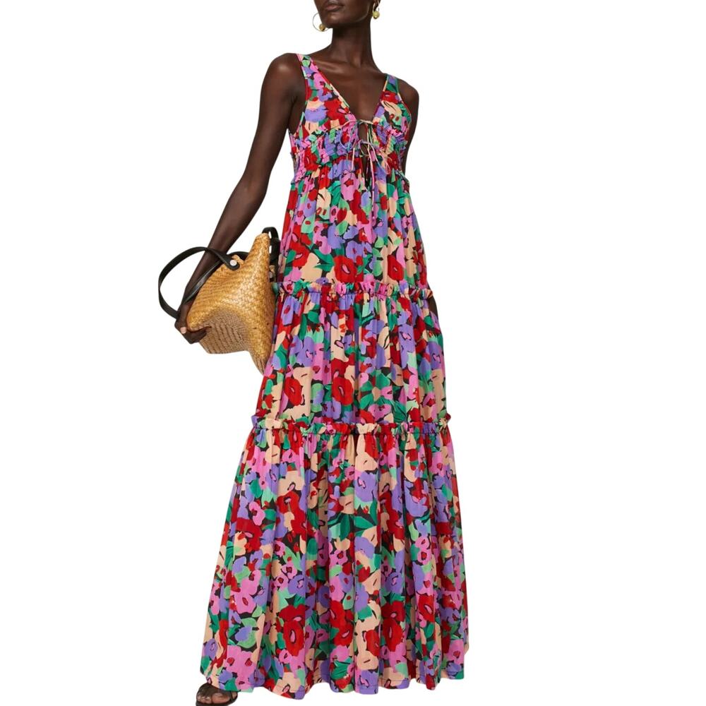 Nicholas Floral Tiered Ruffle Maxi Dress Size 10 Cottage Romantic Sundress $600
